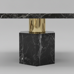 Close-up Gold Connector & Hexagonal Marble Base
