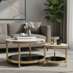 Close-up of coffee and side table set