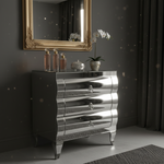 Close-up of mirrored pedestal in dressing room