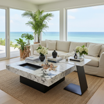 Coffee table and side table in coastal setting