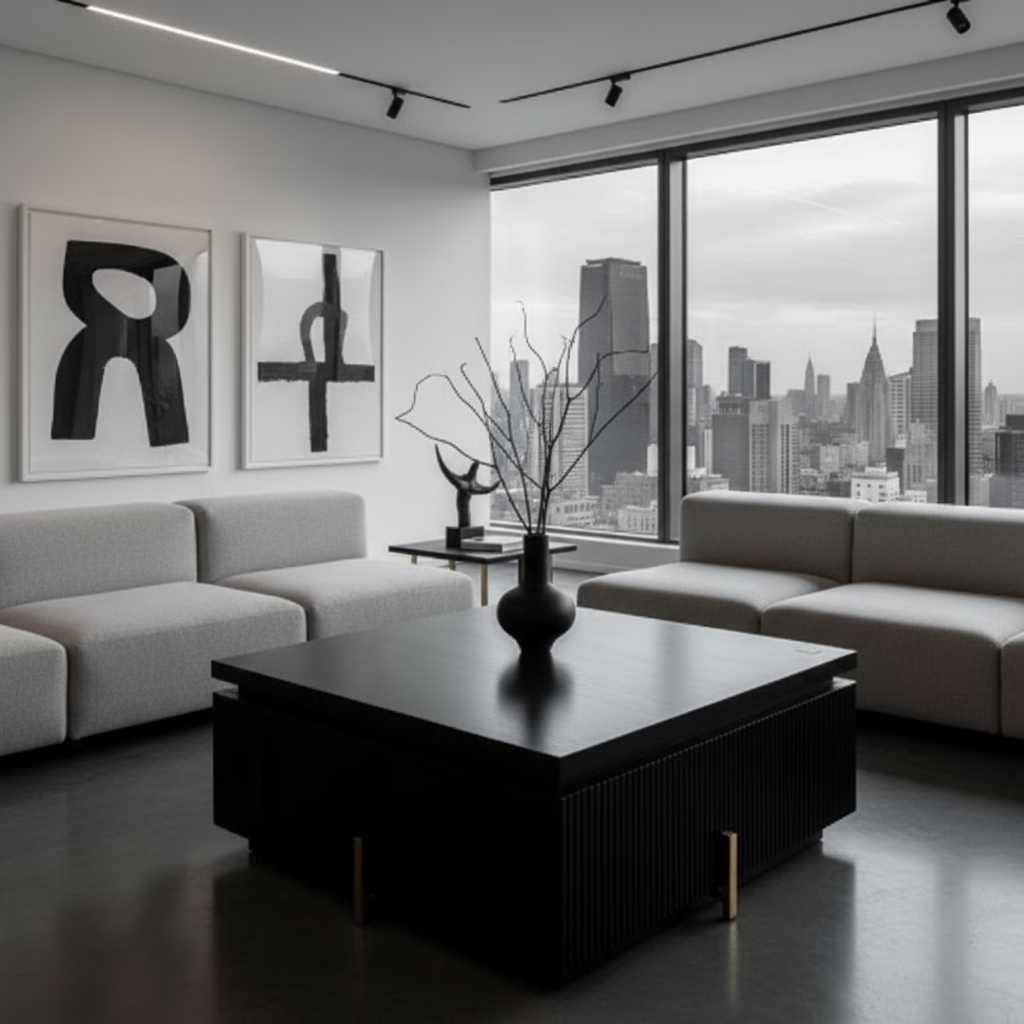 Coffee table in minimalist contemporary setting