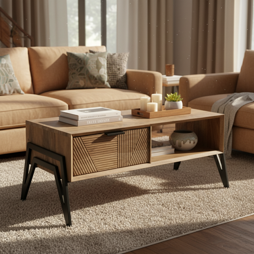 Coffee table in warm inviting setting