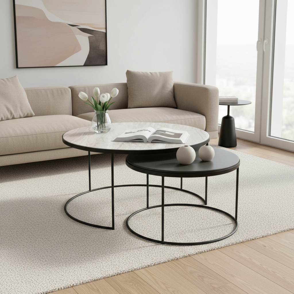 Coffee table set in contemporary setting