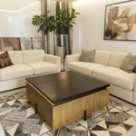 Coffee table with LED lighting in warm contemporary space