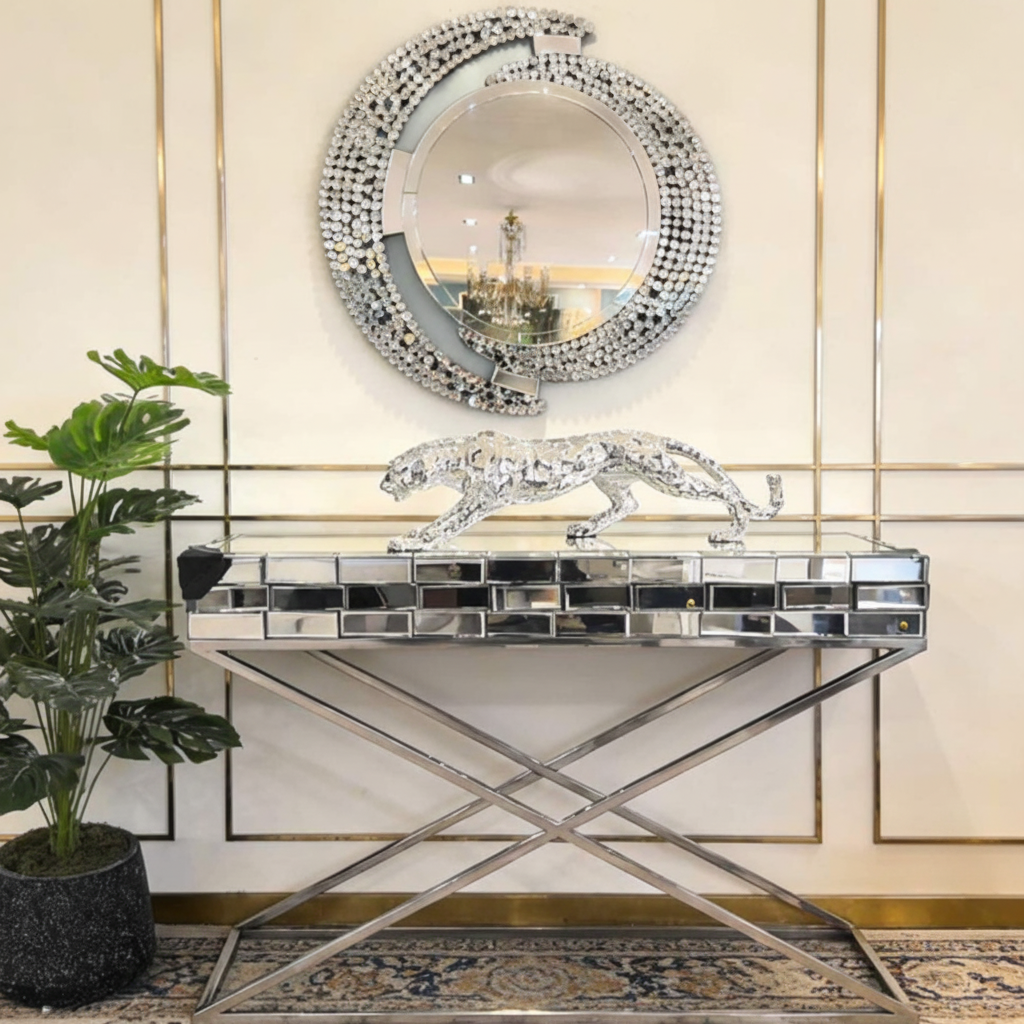 Velare Mirror Console (Silver) 120 cm with it's matching round mirror ...
