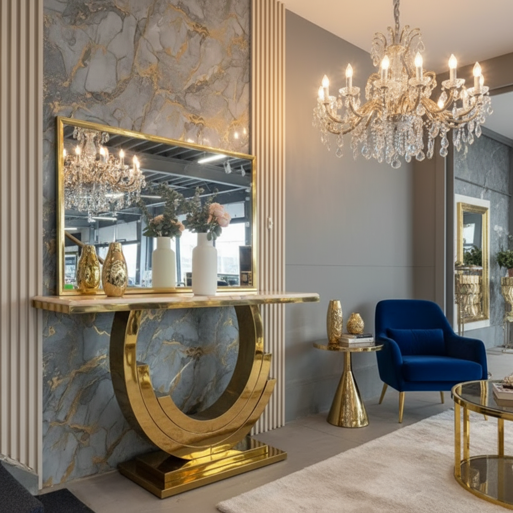 Console table and mirror without text