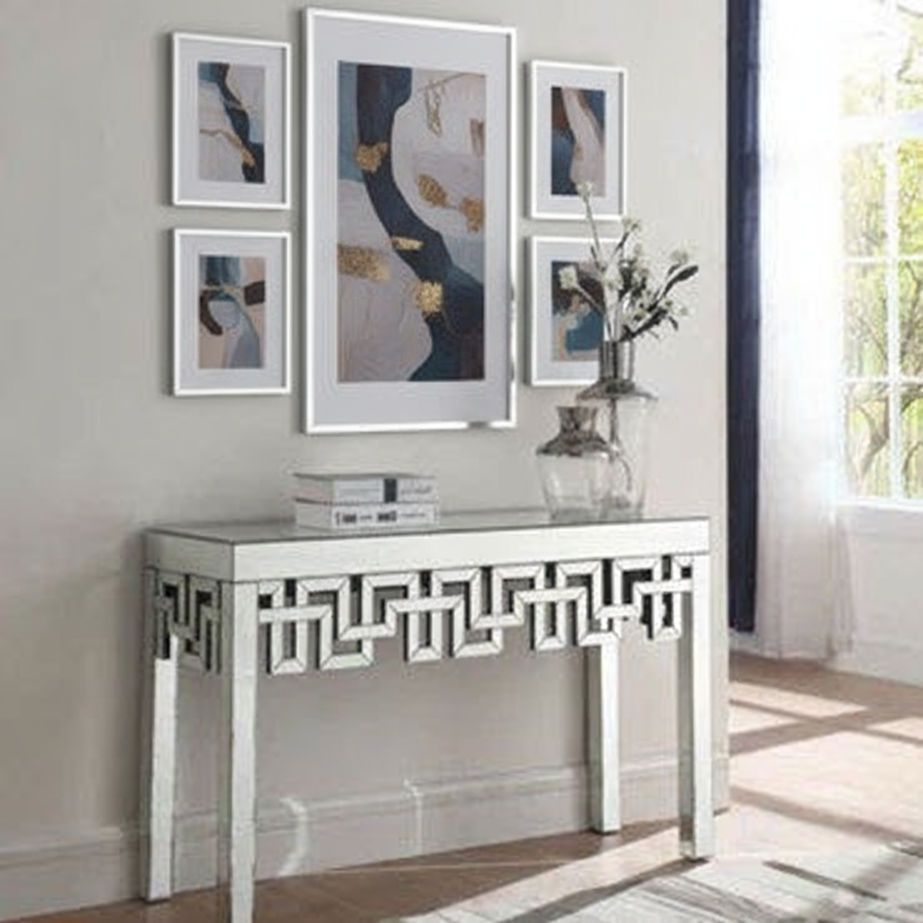 Console table with wall art