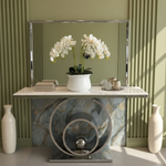 Solar Marble Console Table with matching rectangular Mirror (Available in Gold or Silver)