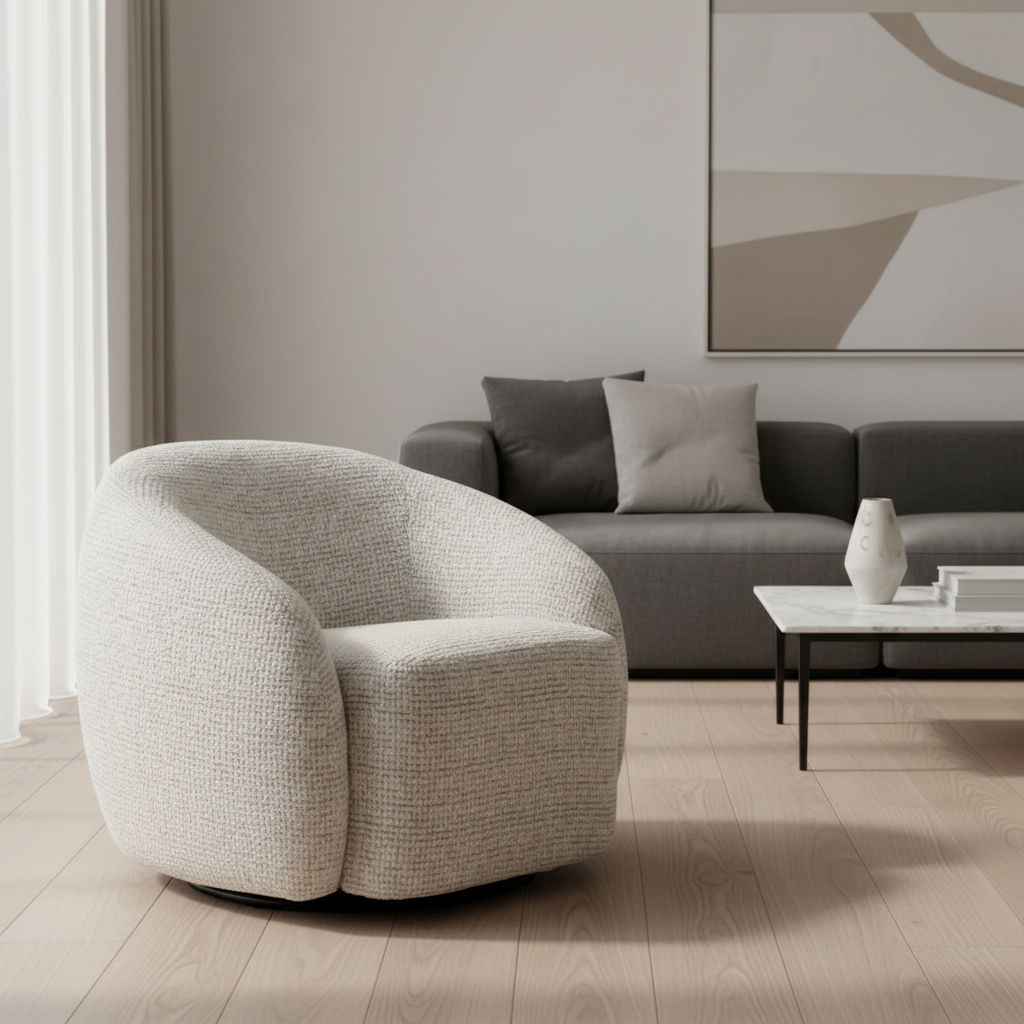 Cream Swivel Chair in Contemporary Setting