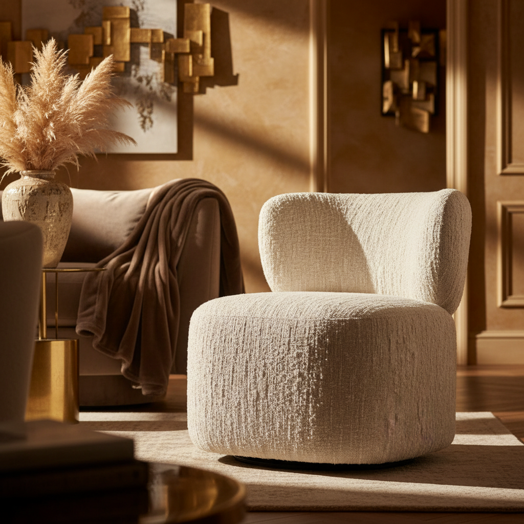 Cream Swivel Chair in Glamorous Setting