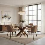 Dining table with chairs in modern setting