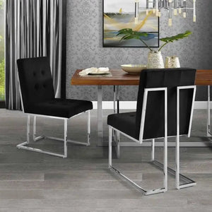 Morocco Lux Dining Chairs with Silver Frame (Black colour)