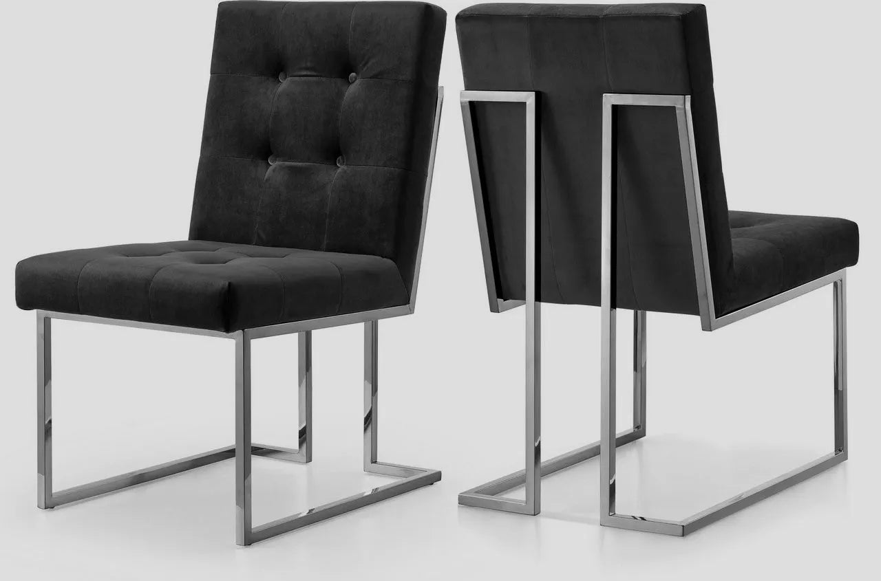 Morocco Lux Dining Chairs with Silver Frame (Black colour)