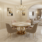 Camellia Marble Dining Table (Gold) 130 cm