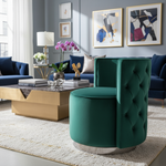 Emerald Green Velvet Chair with Silver Base in Beautiful Setting