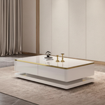 Franklin Coffee Table (White and Gold) 130 cm
