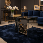 Geometric Mirror Pedestals in Luxury Living Room Setting