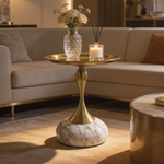 Gold and marble side table close-up