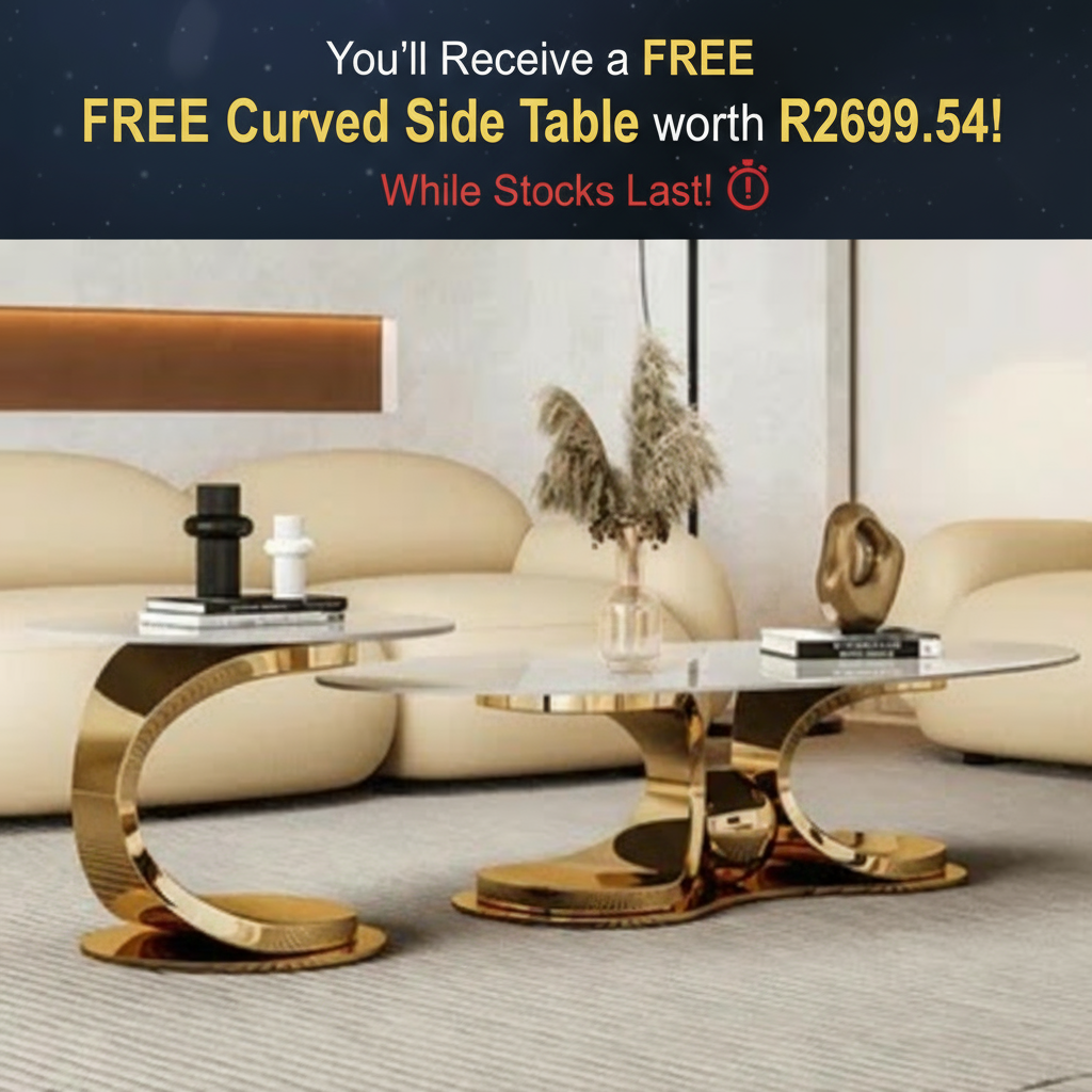 PROMO DEAL - DIOR Coffee Table (Available in Gold or Chrome Black) RECEIVE YOUR FREE MATCHING CURVED SIDE TABLE!