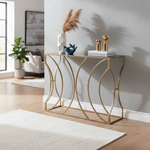 Gold console table in elegant setting