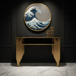 Gold console table in luxury setting
