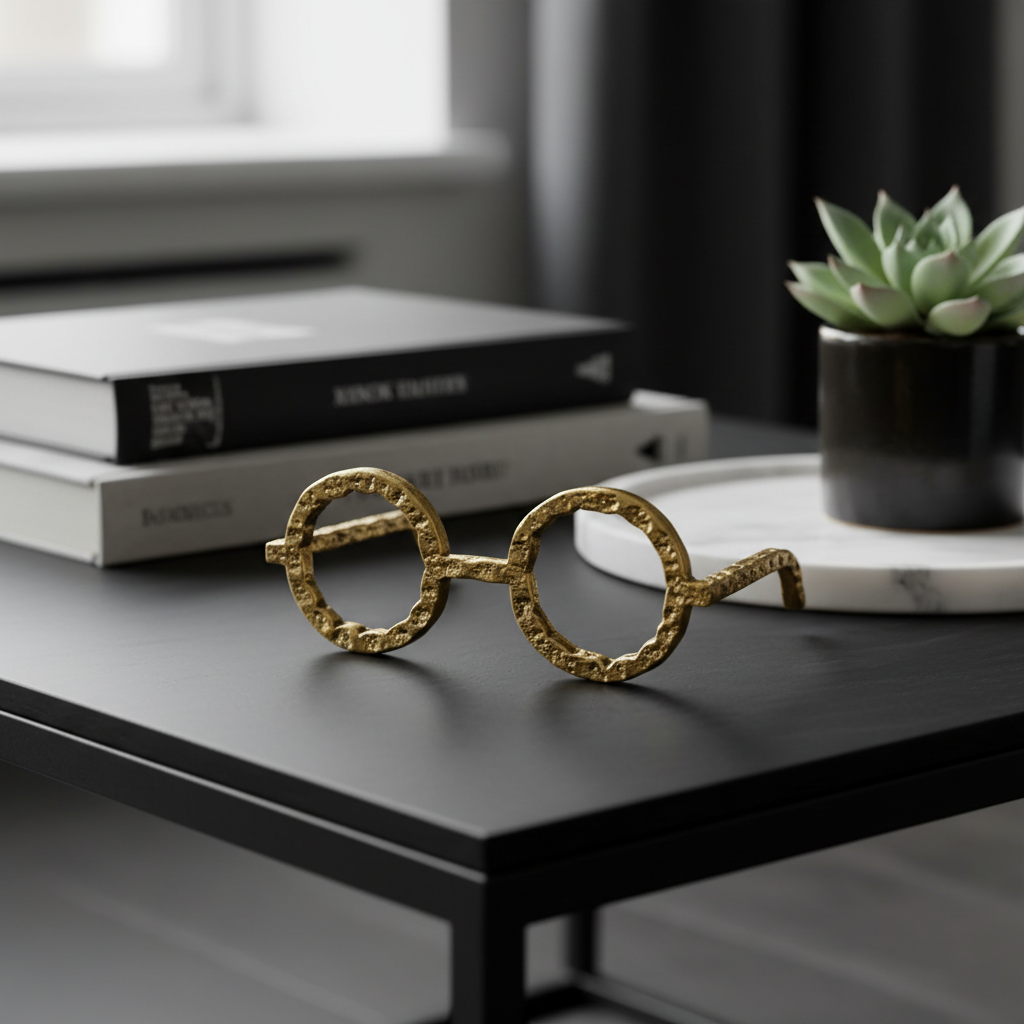 Gold decorative spectacles in contemporary setting