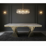 Valoren Marble Dining Table (200 cm) Available in Gold or Silver