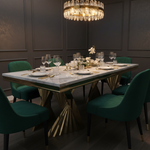 Valoren Marble Dining Table (200 cm) Available in Gold or Silver