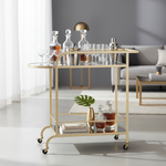 Gold drinks trolley in contemporary setting