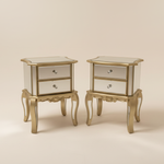 Gold French Provincial Mirror Bedside Table Set – Neutral Background