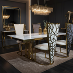 LuxeVerde Dining Chair (Available in White, Black or Grey) Gold Frame