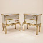 Gold Mirror Bedside Table Set – Neutral Background