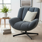 Grey boucle occasional chair in modern setting
