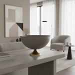 Grey bowl with gold base in modern setting