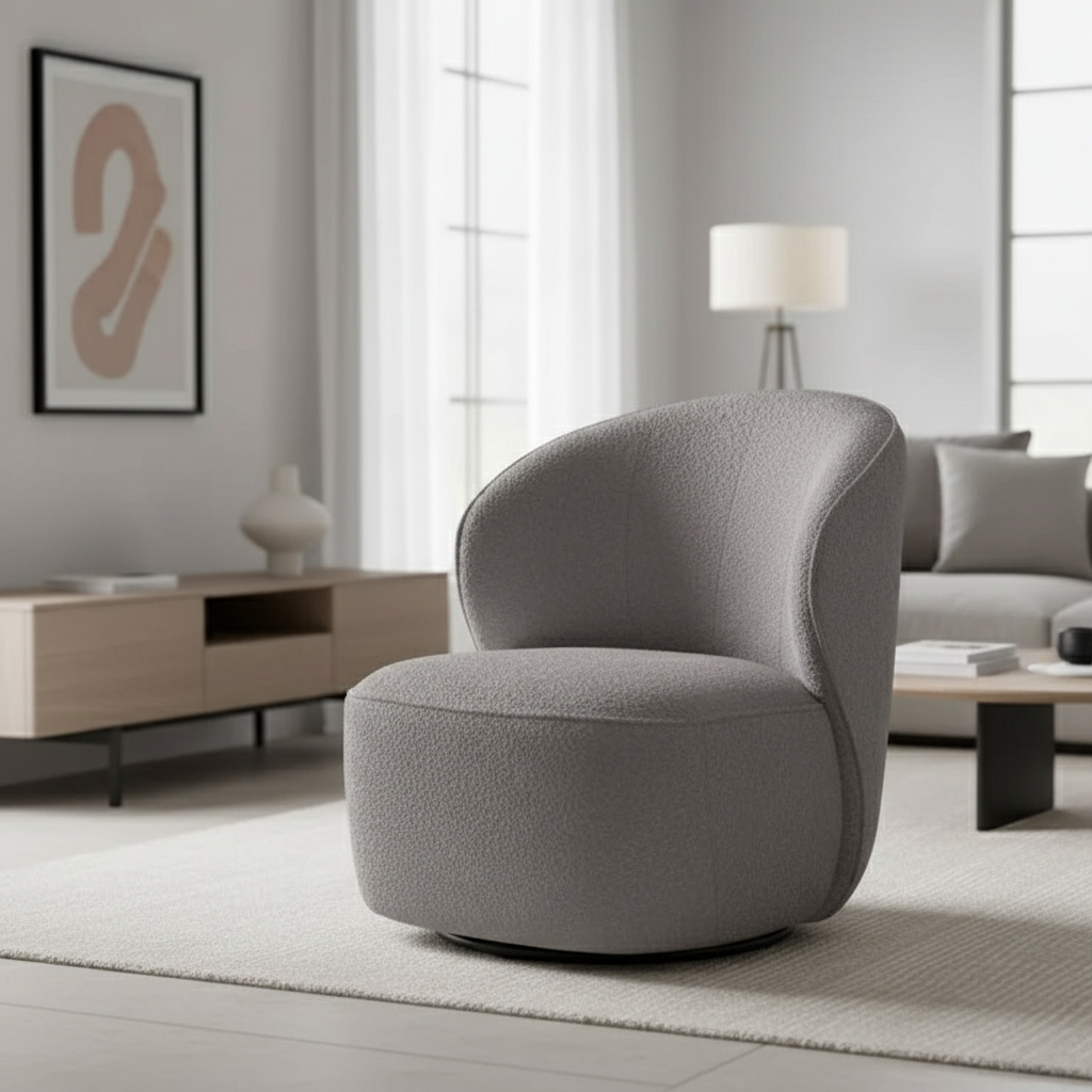 Grey Swivel Occasional Chair in Contemporary Setting