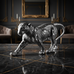 Leopard sculpture in luxury setting