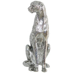 Leopard Sitting (38 cm) Silver