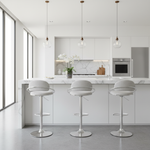 Light grey woven bar stool in contemporary setting
