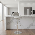 Light grey woven textured bar stool in contemporary setting