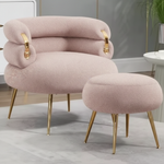 Light Pink Boucle Chair & Ottoman