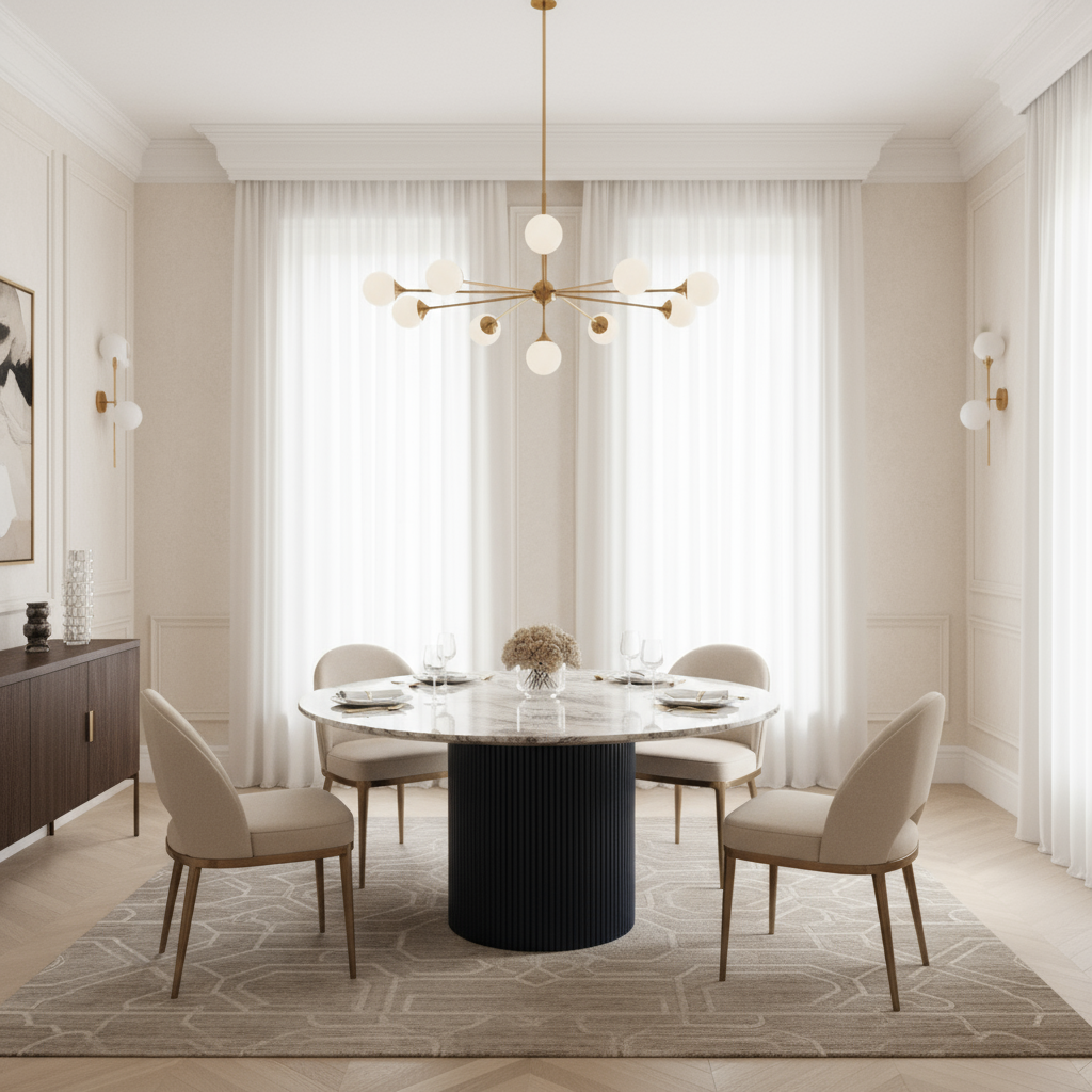 Opulence Round Fluted Dining Table (130 cm)