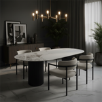 Luxury Marble Dining Table with Boucle Chairs