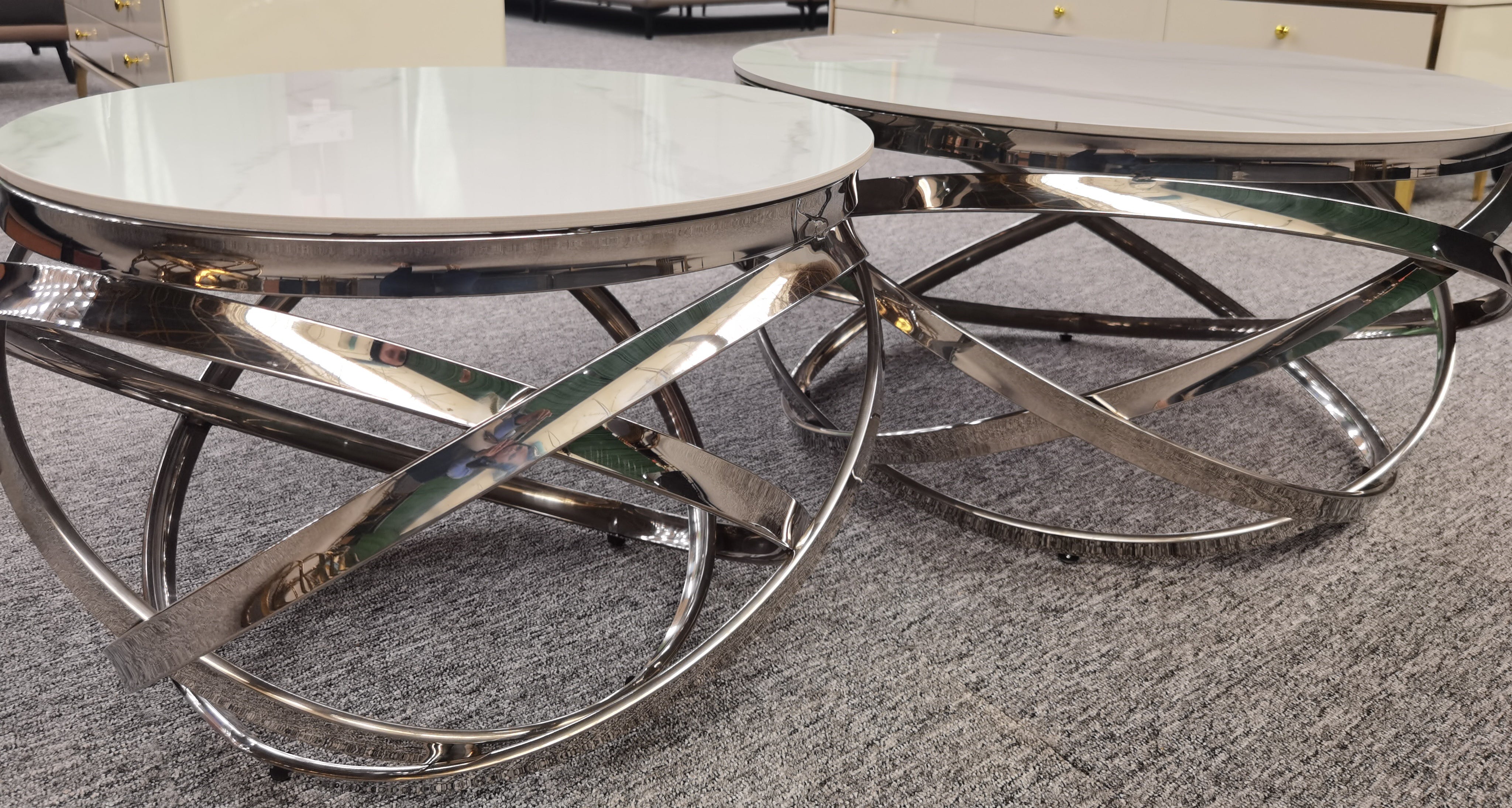 Madeira Coffee Table Set 80/60 cm (Available in Gold or Silver)