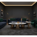 Marble coffee table set with gold ball pedestals