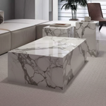 Monolith Cube Coffee table Set (3 x tables) White/Dark Grey 100/40/30 cm
