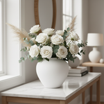 Matte White Vase Close-Up in Elegant Setting