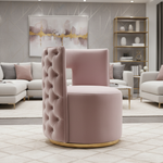 Mink Velvet Swivel Chair with Gold Base in Beautiful Setting