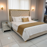 Mirrored Pedestals in Luxury Bedroom Setting