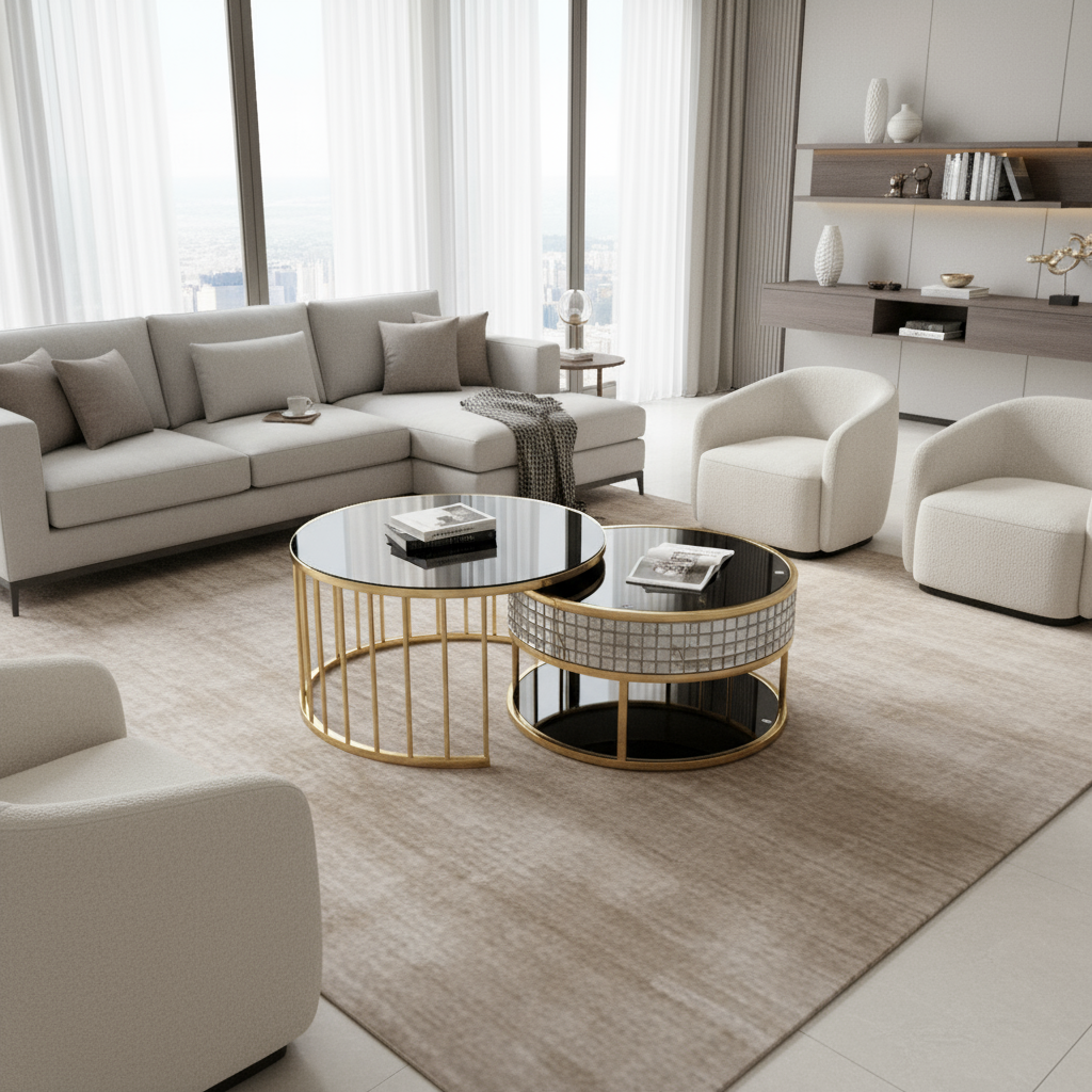 Mitchell Nesting Coffee Table Set (Available in Gold or Silver)