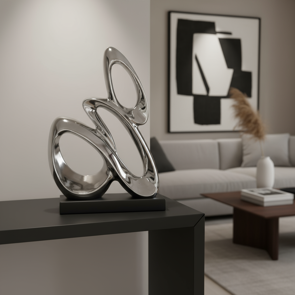 Modern sculpture in contemporary setting